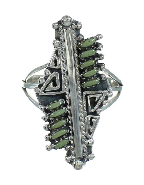 Sterling Silver Southwest Turquoise Water Wave Needlepoint Ring Size 4-3/4 QX87123