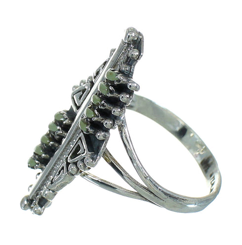 Sterling Silver Southwest Turquoise Water Wave Needlepoint Ring Size 4-3/4 QX87123