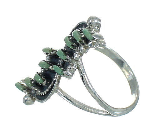 Turquoise Authentic Sterling Silver Southwest Needlepoint Ring Size 7-1/2 QX87039