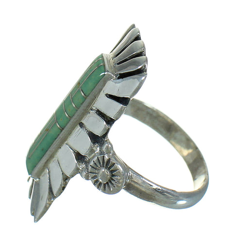 Turquoise Inlay Authentic Sterling Silver Ring Size 7-1/2 AX89342