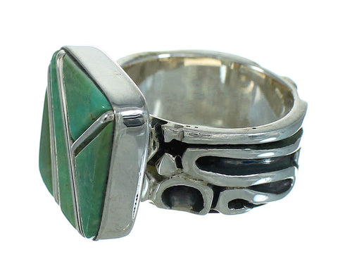 Turquoise Inlay Genuine Sterling Silver Southwestern Jewelry Ring Size 7 AX89364