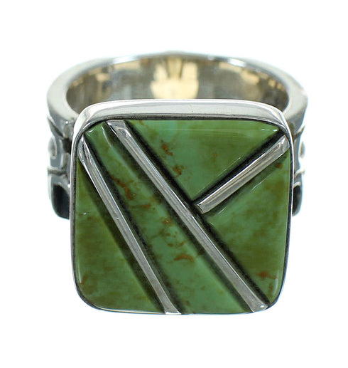 Turquoise Inlay Genuine Sterling Silver Southwest Jewelry Ring Size 4-1/2 AX89367