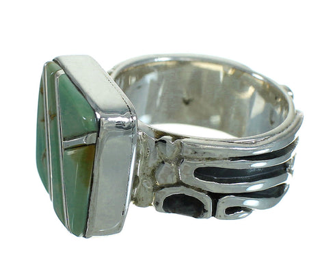 Southwest Turquoise Inlay Sterling Silver Jewelry Ring Size 7-1/4 AX89380