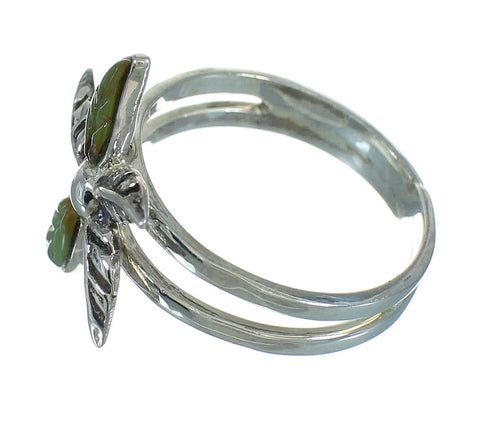 Southwestern Turquoise Genuine Sterling Silver Flower Ring Size 7-1/2 RX88046