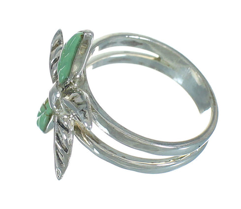 Sterling Silver Turquoise Southwestern Flower Ring Size 5-1/2 RX88055