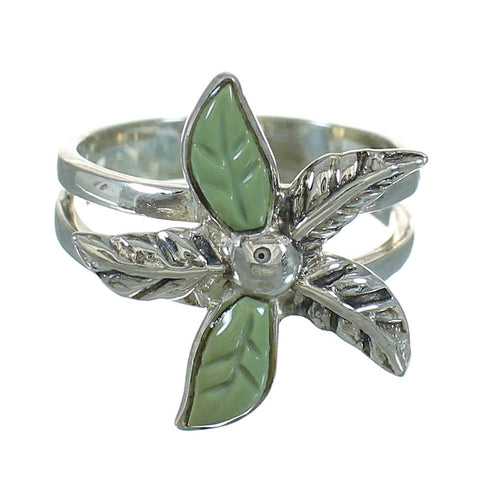 Turquoise Genuine Sterling Silver Flower Ring Size 6 RX88059