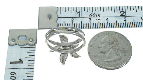 Turquoise Genuine Sterling Silver Flower Ring Size 6 RX88059