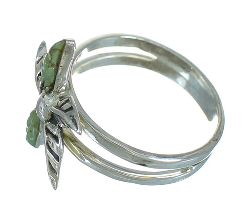 Southwest Authentic Sterling Silver Turquoise Flower Ring Size 8 RX88039