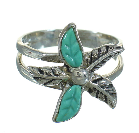 Sterling Silver And Turquoise Flower Ring Size 7-1/2 RX88083