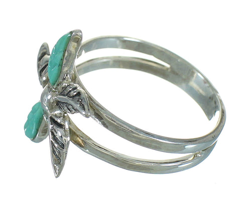 Sterling Silver And Turquoise Flower Ring Size 7-1/2 RX88083