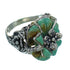 Southwest Turquoise Sterling Silver Flower Dragonfly Ring Size 4-3/4 RX88088