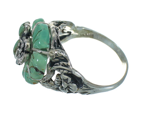 Sterling Silver Turquoise Dragonfly And Flower Southwest Ring Size 7-1/2 RX88101