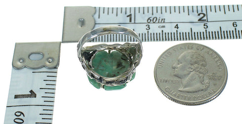 Sterling Silver Turquoise Dragonfly And Flower Southwest Ring Size 7-1/2 RX88101