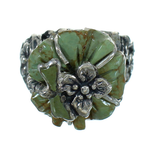 Genuine Sterling Silver Turquoise Flower Dragonfly Ring Size 5-1/4 RX88102