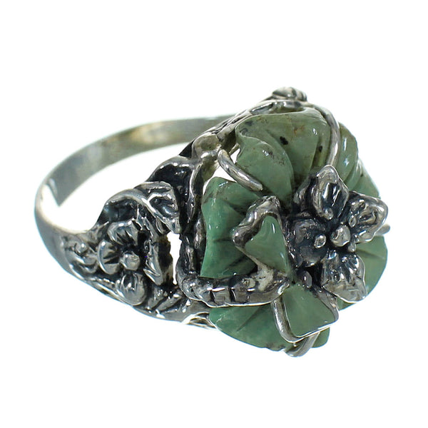 Turquoise Genuine Sterling Silver Flower Dragonfly Jewelry Ring Size 6-3/4 RX88123