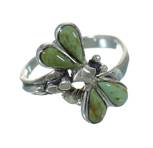 Turquoise Inlay Sterling Silver Dragonfly Jewelry Ring Size 5-1/4 RX88136