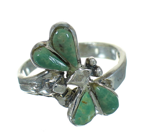 Turquoise Sterling Silver Dragonfly Southwest Ring Size 7-1/4 RX88198