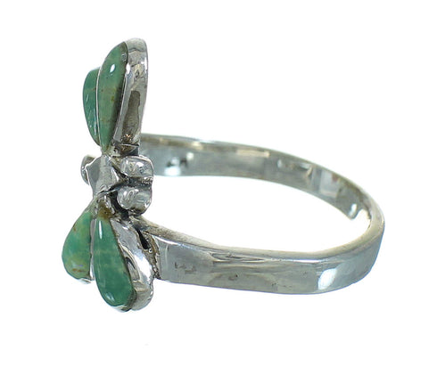 Genuine Sterling Silver Turquoise Inlay Dragonfly Ring Size 6-1/4 RX88147