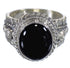 Sterling Silver And Jet Southwestern Jewelry Ring Size 8 RX88231