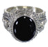 Genuine Sterling Silver And Jet Southwest Jewelry Ring Size 5-1/4 RX88225