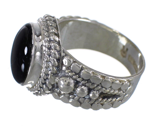 Sterling Silver And Jet Southwestern Jewelry Ring Size 8 RX88231