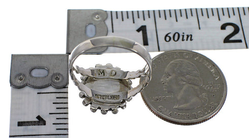 Genuine Sterling Silver Jet Southwestern Ring Size 8-1/4 RX88318