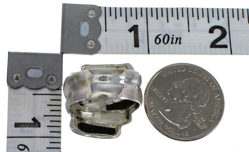 Jet And Authentic Sterling Silver Southwestern Jewelry Ring Size 6-1/4 RX88367