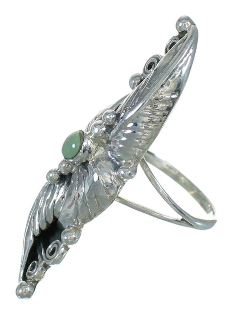 Genuine Sterling Silver Southwestern Turquoise Ring Size 5-1/2 AX90423