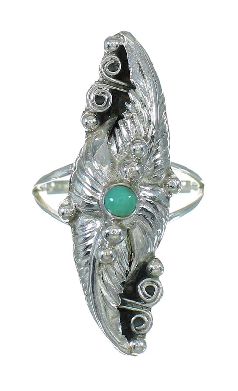 Southwest Turquoise Sterling Silver Jewelry Ring Size 5-3/4 AX90462