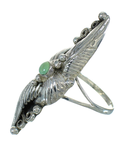 Genuine Sterling Silver Jewelry Southwestern Turquoise Ring Size 8-1/4 AX90527
