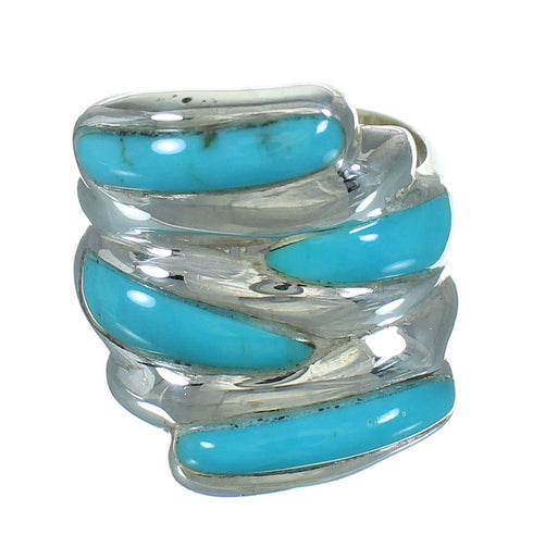 Authentic Sterling Silver Turquoise Inlay Ring Size 4-1/2 FX91738