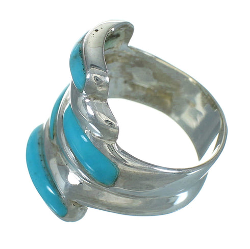 Turquoise Inlay Sterling Silver Ring Size 8-1/2 FX91753