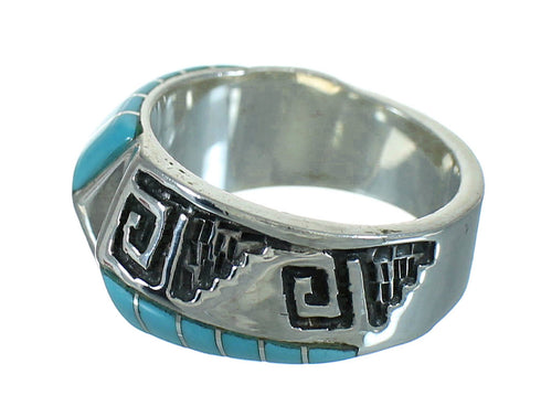 Authentic Sterling Silver Turquoise Water Wave Jewelry Ring Size 6-3/4 FX91767