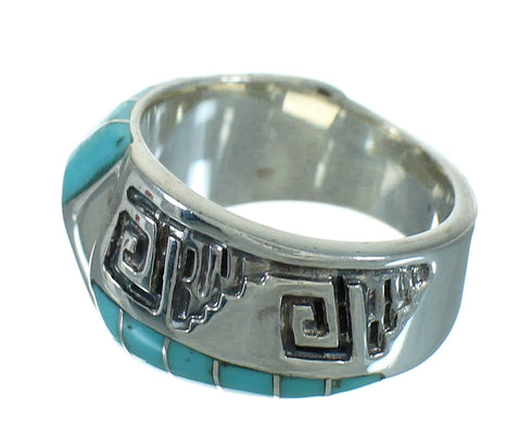 Authentic Sterling Silver Turquoise Water Wave Ring Size 6-1/2 FX91775