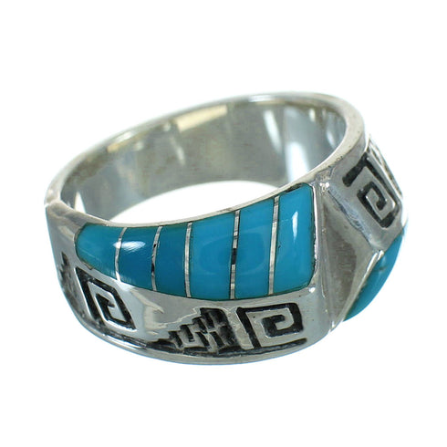 Authentic Sterling Silver Turquoise Water Wave Jewelry Ring Size 6 FX91782