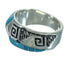 Turquoise Inlay Sterling Silver Water Wave Jewelry Ring Size 8-1/4 FX91784