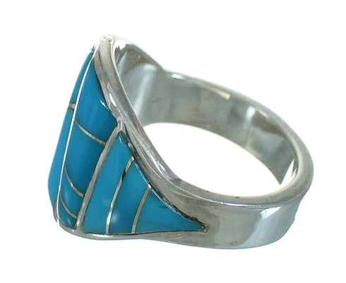 Sterling Silver Turquoise Inlay Jewelry Ring Size 5-1/4 FX91786