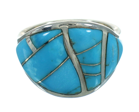 Genuine Sterling Silver Turquoise Ring Size 7-1/2 FX91799