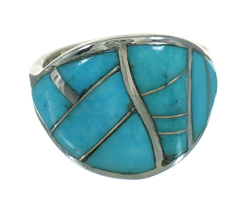 Turquoise Inlay Sterling Silver Jewelry Ring Size 5-1/4 FX91801