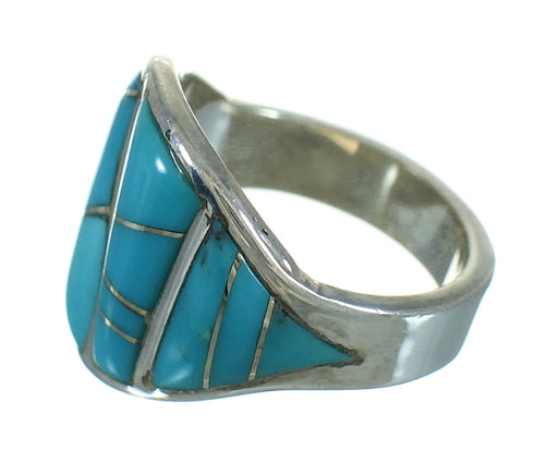 Authentic Sterling Silver Turquoise Inlay Ring Size 4-1/2 FX91806