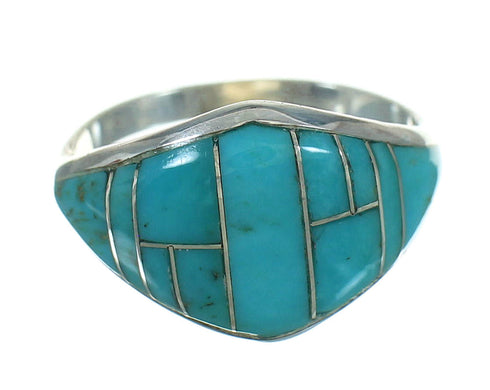 Sterling Silver Turquoise Inlay Ring Size 5-1/4 FX91816
