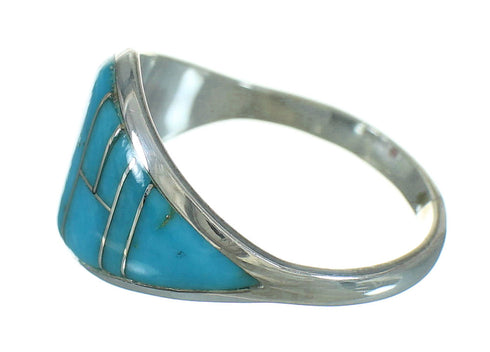 Turquoise Inlay Sterling Silver Ring Size 4-3/4 FX91823