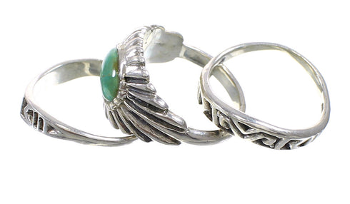 Silver Southwest Turquoise Stackable Ring Set Size 6-3/4 AX87347