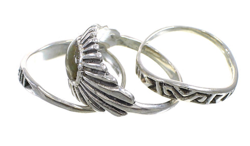Stackable Turquoise Southwest Silver Ring Set Size 5-1/4 AX87357