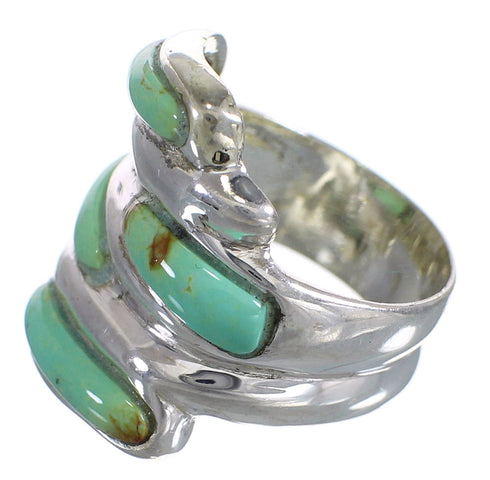 Turquoise Inlay Sterling Silver Ring Size 8-1/4 AX87363