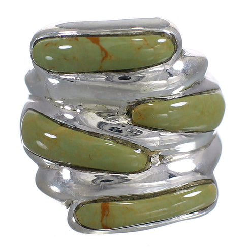 Turquoise Inlay Genuine Sterling Silver Ring Size 6-3/4 AX87364