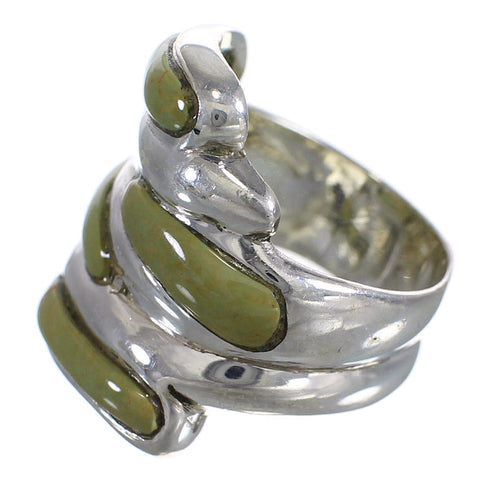 Turquoise Inlay Genuine Sterling Silver Ring Size 6-3/4 AX87364
