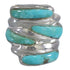 Turquoise Inlay Silver Southwestern Ring Size 6-1/4 AX87366