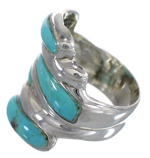 Turquoise Inlay Silver Southwestern Ring Size 6-1/4 AX87366