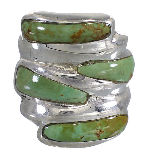 Turquoise Inlay Genuine Sterling Silver Southwestern Jewelry Ring Size 6-1/4 AX87372